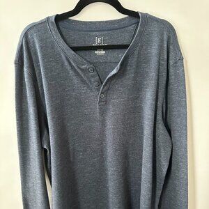 Blue George XXL Long Sleeve Henley Shirt